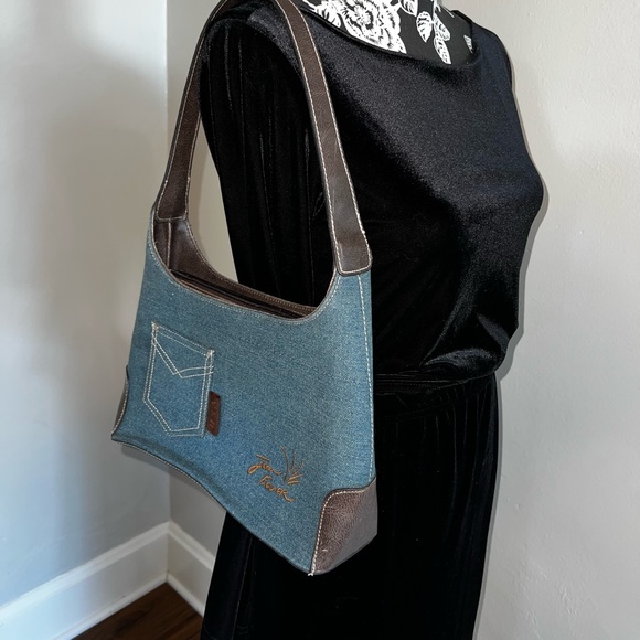 Jean Fever Leather & Denim Shoulder Bag - Picture 7 of 12